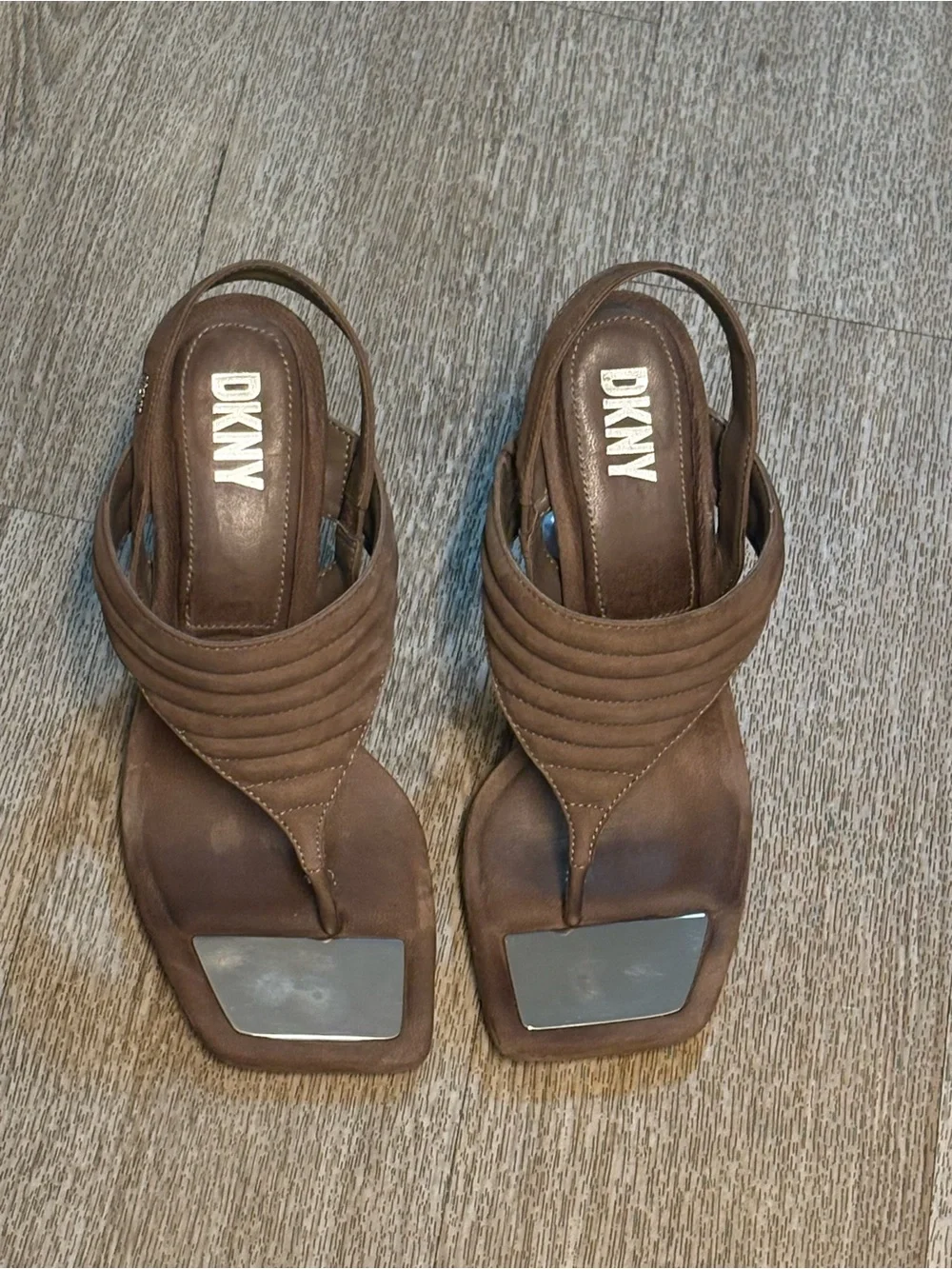 DKNY BROWN RANAE SUEDE SLINGBACK HEELS SIZE 9M